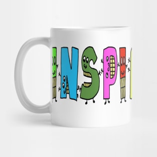 Cute Inspiration Motivational Text Illustrated Letters, Blue, Green, Pink for all people, who enjoy Creativity and are on the way to change their life. Are you Confident for Change? To inspire yourself and make an Impact. Mug